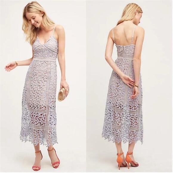 Elliatt Dresses & Skirts - Elliatt Tingle Floral Lace Dress periwinkle nude size small S